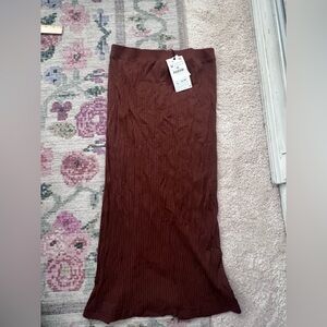 Zara Chocolate Ribbed Knit Skirt